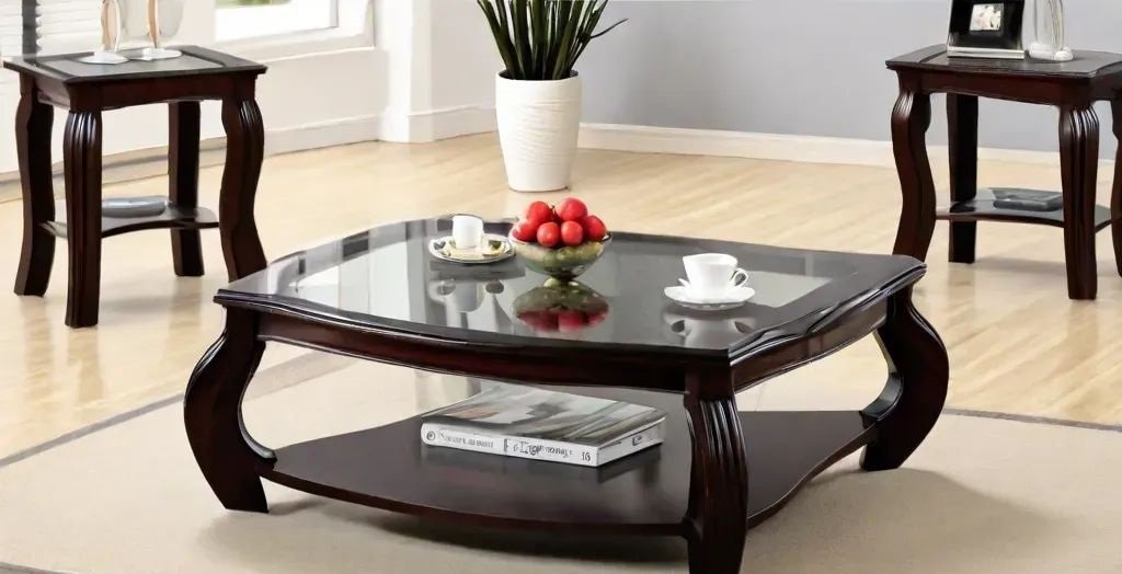 wooden center table designs with glass top